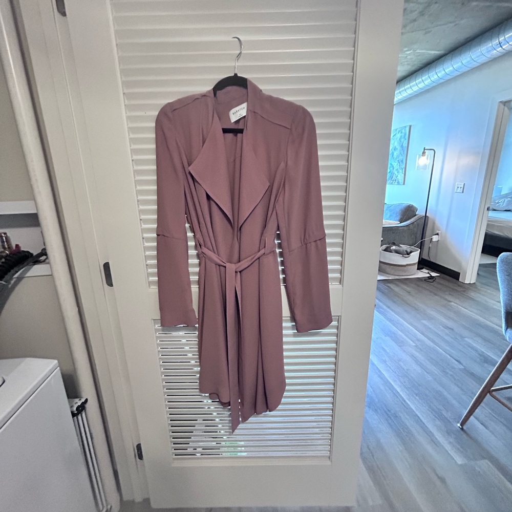 Babaton Pink Long Sleeve Wrap Dress
